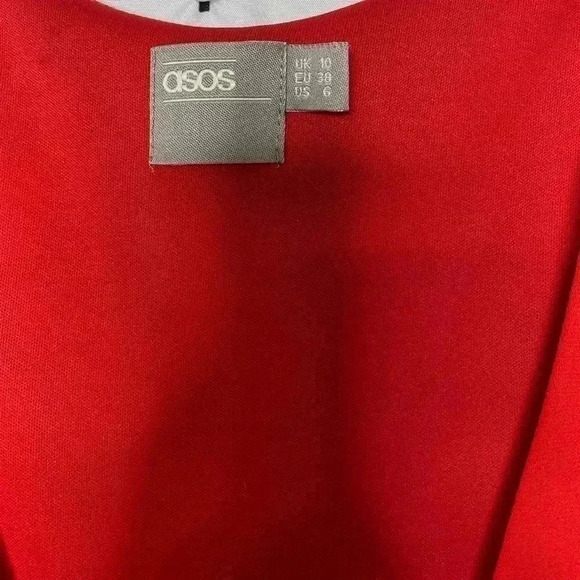 ASOS Red Mini Wrap Dress with Blouson Sleeve - Picture 4 of 7